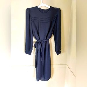 Vintage 80s Carly Circle Sheer Long-sleeve  Belted Dress